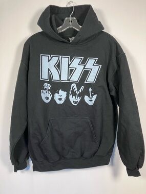 Kiss Black Hoodie with Light Blue Band Artwork